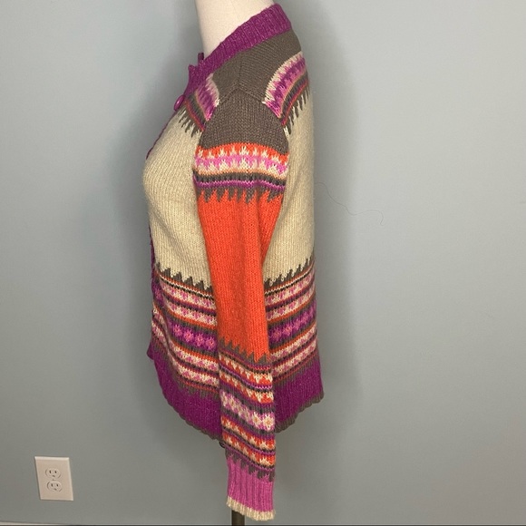 Sigrid Olsen Silk-Mohair Blend Fair Isle Cardigan Sweater - Picture 4 of 7